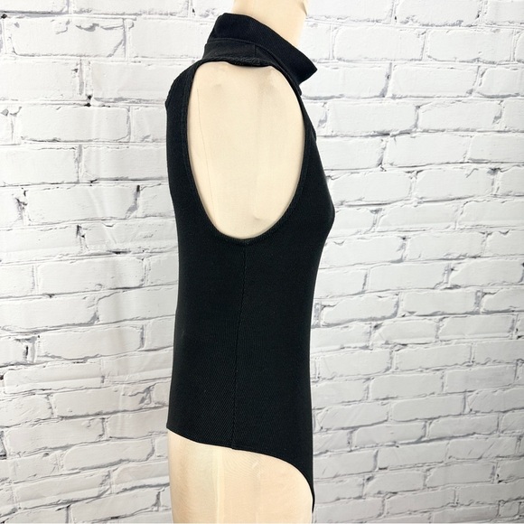 Free people Nothing But Rib Thong Bodysuit Black Medium Shoulder Cutouts - Picture 4 of 13